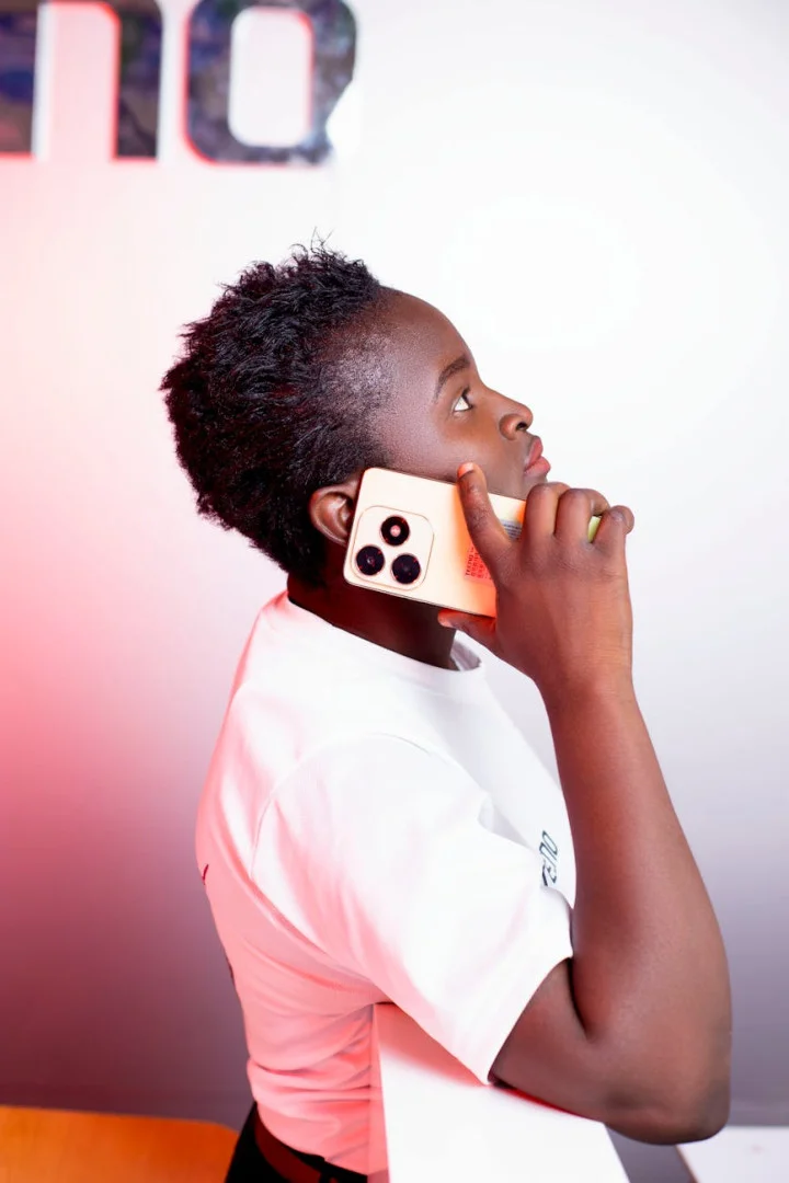 young adult using smartphone in modern setting