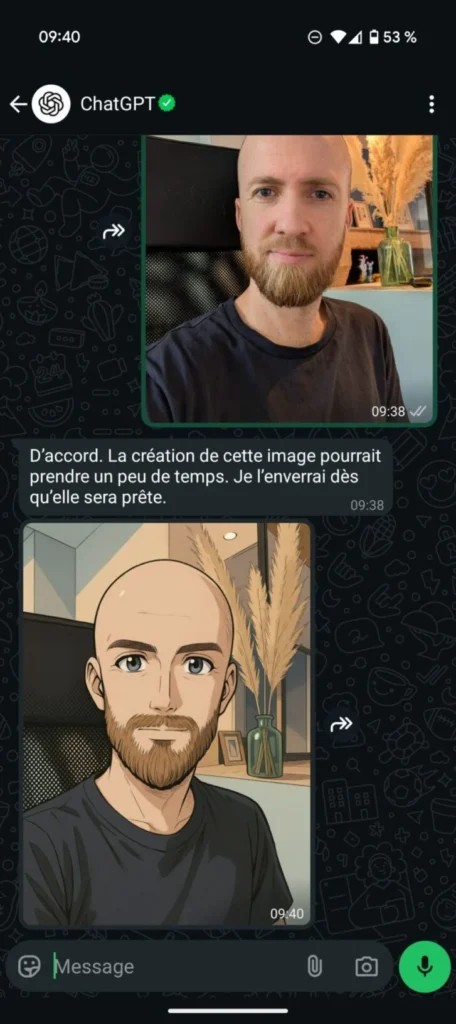 WhatsApp intègre la génération d’images par IA : ChatGPT transforme la messagerie en studio créatif mobile 64 whatsapp chatgpt modifier image 727x1632 1