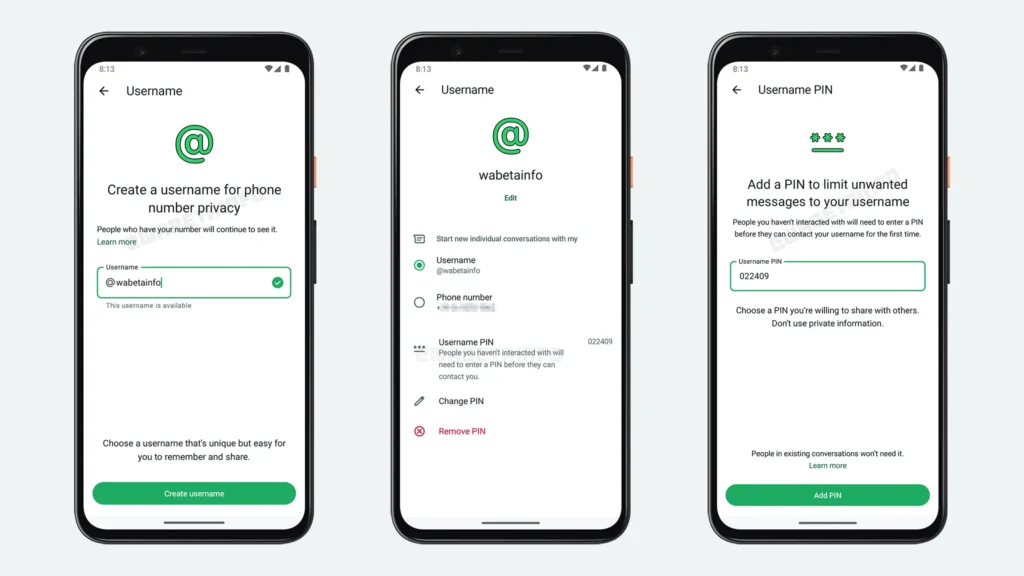 La configuration d’un nom d’utilisateur dans WhatsApp. | Source : WABetaInfo