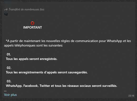 WhatsApp Fake News Capture decran