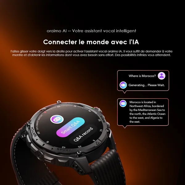 oraimo watch gt montre connectee gps amoled 3atm 143 avec deux bracelets interchangeables 12