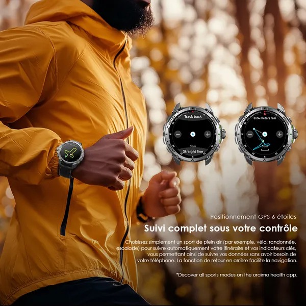 oraimo watch gt montre connectee gps amoled 3atm 143 avec deux bracelets interchangeables 3