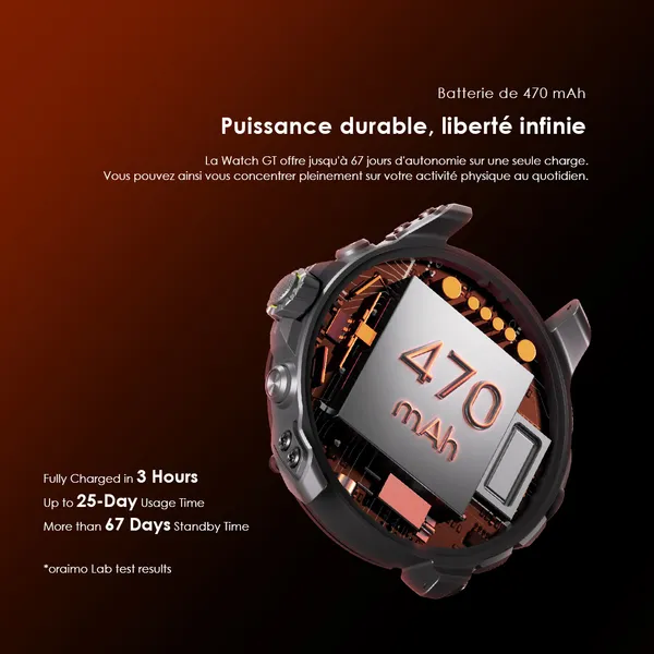 oraimo watch gt montre connectee gps amoled 3atm 143 avec deux bracelets interchangeables 5
